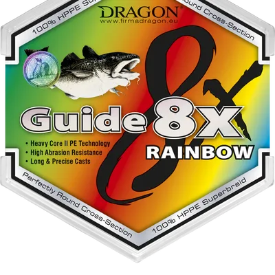 Plecionka Dragon Guide 8X Rainbow 250m 0.18mm/15.10kg 5-kolorowa