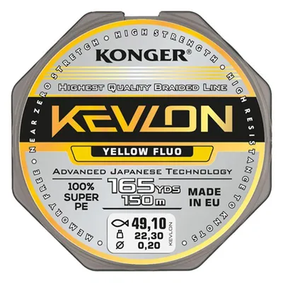 Plecionka 4-splotowa Konger Kevlon x4 Yellow Fluo 150m