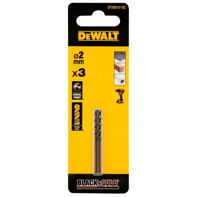 DT20512 DEWALT Wiertło do metalu BLACK&GOLD 2mm, 3 szt.