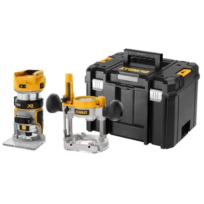 DEWALT DCW604NT Kompaktowa frezarka 18V XR 8mm (1/4") z wymiennymi stopami , bez aku i ładowarki w kufrze T-STAK