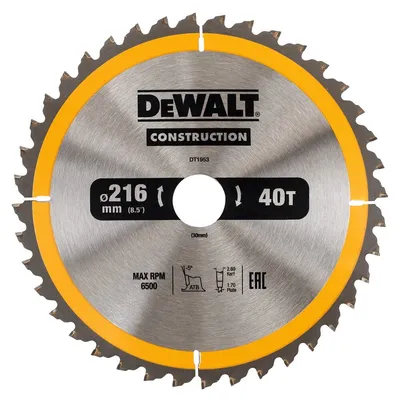 DT1953 DEWALT Tarcze do pilarek ręcznych 216x30mm 40T