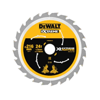 DEWALT DT99568 XR FlexVolt Tarcze pilarskie do pilarki tarczowej 216mm x 30mm 24T; Cięcie poprzeczne