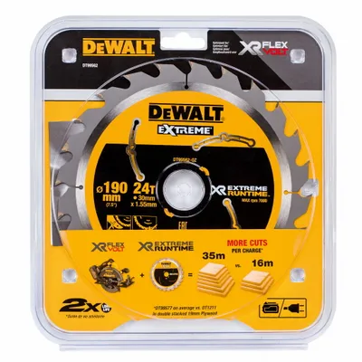 DEWALT DT99562 XR FlexVolt Tarcze pilarskie do pilarki tarczowej 190mm x 30mm 24T; Cięcie wzdłużne