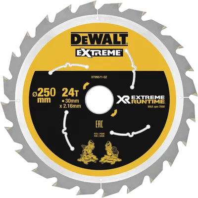 DEWALT DT99573 XR FlexVolt Tarcze pilarskie do pilarki tarczowej 250mm x 30mm 60T; Cięcie poprzeczne