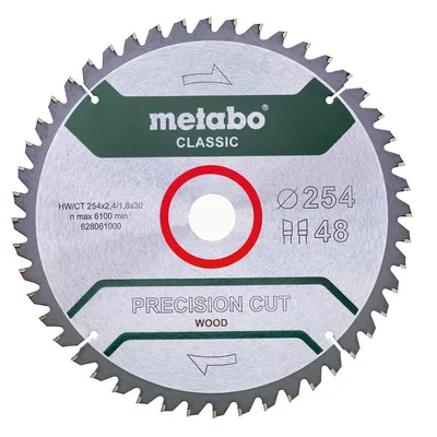 METABO PIŁA TARCZOWA „PRECISION CUT WOOD – CLASSIC”, 254X30, Z48 WZ 5° UJEMNY (628061000)