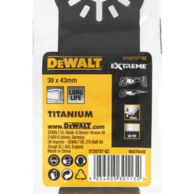 DT20737 DEWALT Brzeszczot Multitool Do cięcia mealu 30x43mm. Min zamówieniowe 25 szt.