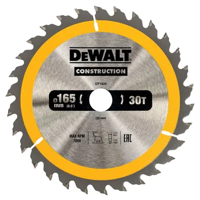 DT1935 DEWALT Tarcze do pilarek ręcznych 165x20mm 30T (AC)