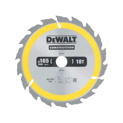 DT1933 DEWALT Tarcze do pilarek ręcznych 165x20mm 18T (AC)