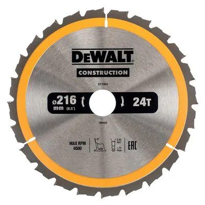 DT1952 DEWALT Tarcze do pilarek ręcznych 216x30mm 24T