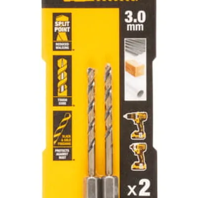 DT20602 DEWALT WIERTŁA do METALU HEX 3mm BLACK&GOLD HEX 2szt