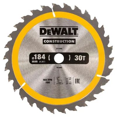 DT1941 DEWALT Tarcze do pilarek ręcznych 184x30mm 18T (AC)