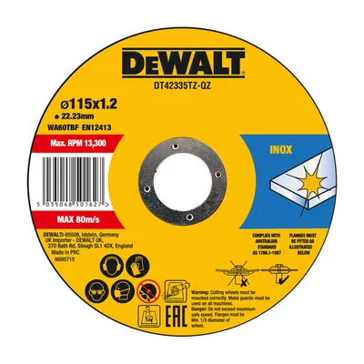 DEWALT DT42335TZ Tarcza do cięcia INOX 115X1.2MM 10szt.