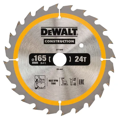 DT1949 DEWALT Tarcze do pilarek ręcznych 165x20mm 24T (DC)