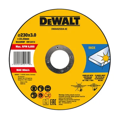 DWA4525SIA DEWALT Tarcza do cięcia INOX 230X22.23X3 mm HIGH PERFORMANCE