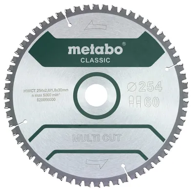 METABO PIŁA TARCZOWA „MULTI CUT – CLASSIC”, 254X30 Z60 FZ/TZ 5°UJEMN. (628285000)