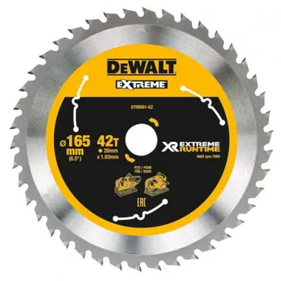 DEWALT DT99561 XR FlexVolt Tarcze pilarskie do pilarki tarczowej 165mm x 20mm 42T; Cięcie wzdłużne, poprzeczne