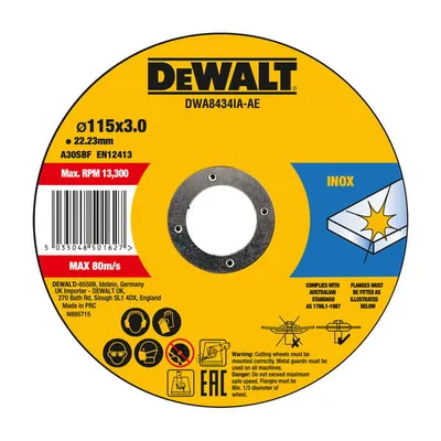 DWA8434IA DEWALT Tarcza do cięcia metalu 115X22.23X3 mm HIGH PERFORMANCE