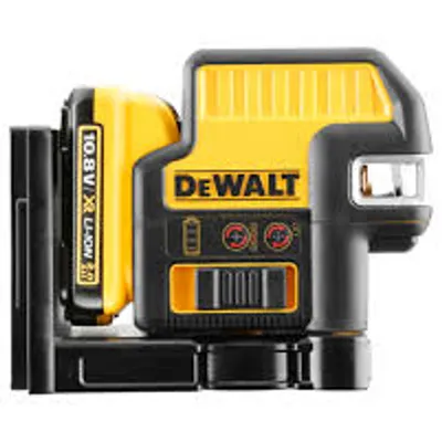 DCE0825D1R DEWALT Laser 10.8V 5-punktowy krzyżowy – czerwony, aku 10.8V 2Ah DCB127, ładowarka DCB107