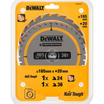 DEWALT DT90270 2 pak tarcz CSB 165x20mm 24T i 36T