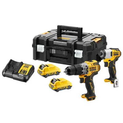 DEWALT DCK2111L2T 12 V zestaw COMBO DCD706 DCF801 x 2 akuwarka DCB112, kufer TSTAK II