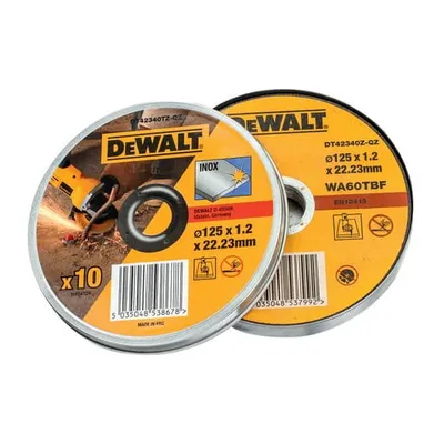 DT42340TZ DEWALT Tarcze tnące do stali nierdzewnej, płaskie 125mm x 1.2mm x 22.23mm 10sz w opakowaniu (INOX cięcie)