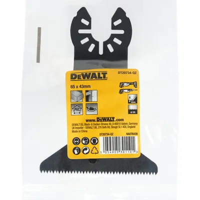 DT20734 DEWALT Brzeszczot Multitool Do cięcia drewna 65x43mm. Min zamówieniowe 25 szt.