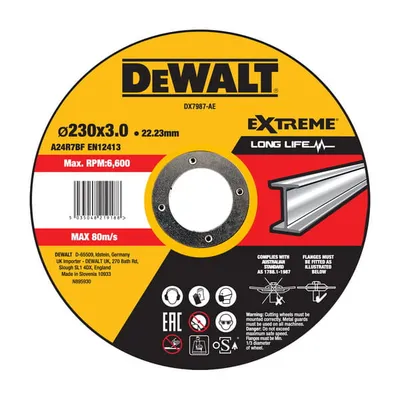 DX7987 DEWALT Tarcza do cięcia stali nierdzewnej 230X3X22,23MM