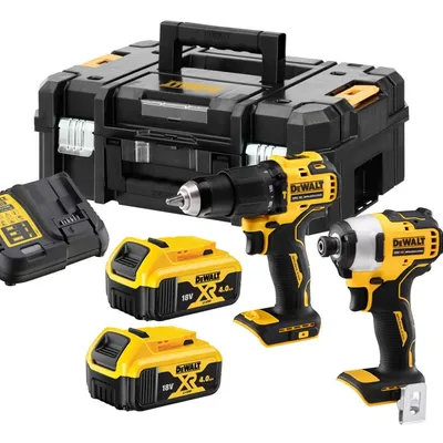 DEWALT DCK2062M2T 18 V zestaw COMBO 2-narzędziowy (wiertarko-wkrętarka z udarem DCD709 & zakrętarka udarowa DCF809), 2 x 4.0Ah DCB182, ładowarka DCB11