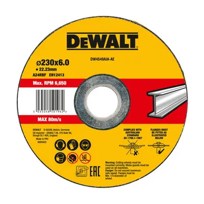 DW4549AIA DEWALT Tarcza do szlifowania metalu 230X22.23X6 mm HIGH PERFORMANCE