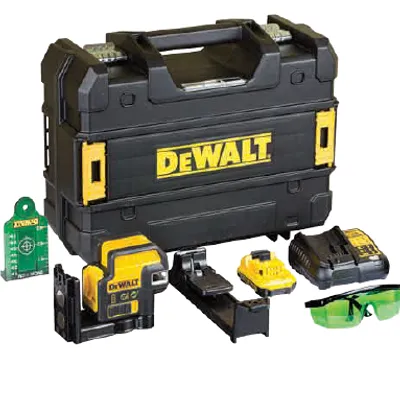 DCE0822D1G DEWALT Laser 10.8V 2-punktowo-krzyżowy - zielony , aku 10.8V 2Ah DCB127, ładowarka DCB107