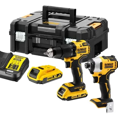 DEWALT DCK2062D2T 18 V zestaw COMBO 2-narzędziowy DCD709 + DCF809 2 x 2.0Ah ładowarka , kufer TSTAK II