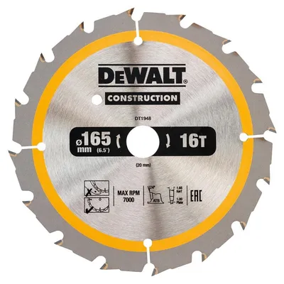 DT1948 DEWALT Tarcze do pilarek ręcznych 165x20mm 16T (DC)