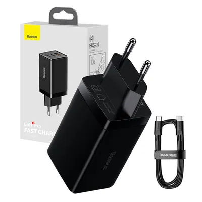 Ładowarka sieciowa Baseus GaN3 Pro, 2xUSB-C + USB, 65W (czarna)