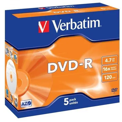 Verbatim DVD-R, 43519, DataLife PLUS, 5-pack, 4.7GB, 16x, 12cm, General, Advanced Azo+, jewel box, Scratch Resistant, bez możliwoś