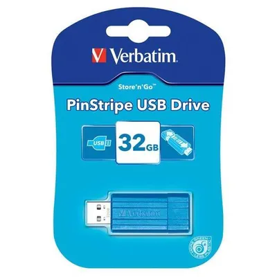 Verbatim USB flash disk, USB 2.0, 32GB, PinStripe, Store N Go, niebieski, 49057, USB A, z wysuwanym złączem