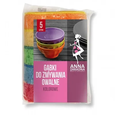 Gąbka do zmywania owalna ANNA ZARADNA mix kolorów 5szt