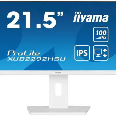 IIYAMA Monitor 21.5 cala ProLite XUB2292HSU-W6 IPS,100Hz,FreeSync,PIVOT,0.4ms,HDMI,  DP,4xUSB(3.2),2x2W,HAS(150mm), Biały