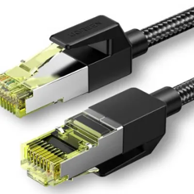 UGREEN NW150 Kabel sieciowy w oplocie, Ethernet RJ45, Cat.7, F/FTP, 0.5m (czarny)