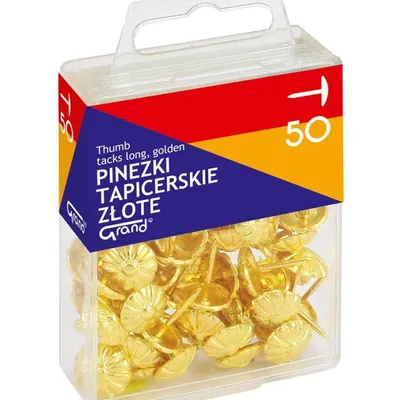 Pinezki tapicerskie złote w pojemniku plastikowym Grand 110-1482 50szt