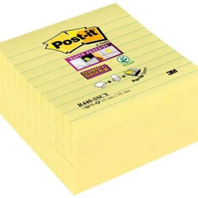 Karteczki samoprzylepne  101x101mm 3M POST-IT® Super Sticky Z-Notes XL  R440-SSCY żółte w linie 5x90 kart