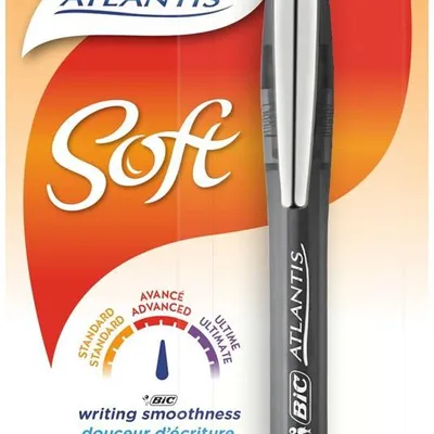 Długopis automatyczny z metalowym klipem z gumowym uchwytem BIC ATLANTIS SOFT 8031256 czarny 1.0mm czarna obudowa