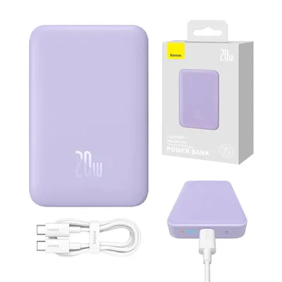 Powerbank magnetyczny Baseus Magnetic Mini 10000mAh, USB-C 20W MagSafe (fioletowy)