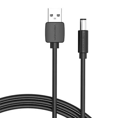 Kabel zasilający USB 2.0 do DC 5.5mm Barrel Jack 5V Vention CEYBD 0,5m (czarny)