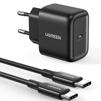 Ładowarka sieciowa UGREEN CD250, 25W, USB-C (czarny) + kabel USB-C do USB-C, 2m (czarny)