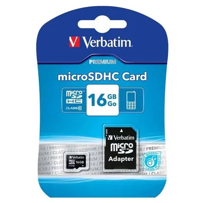 Verbatim 16GB, micro SDHC, 44082, UHS-I U1 (Class 10), z adapterm