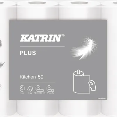 Ręcznik papierowy dwuwarstwowy KATRIN PLUS Kitchen 50 234125 super biały 12 m 4 szt.