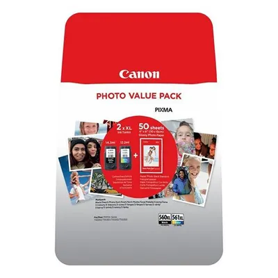 Canon oryginalny ink / tusz PG-560XL/CL-561XL multipack + PP-201 10x15cm 50I, black/color, blistr, black 400/color 300s, black 14.