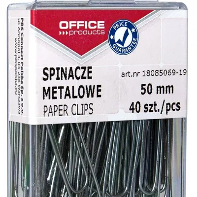 Spinacze metalowe 50mm OFFICE PRODUCTS srebrne 40szt.