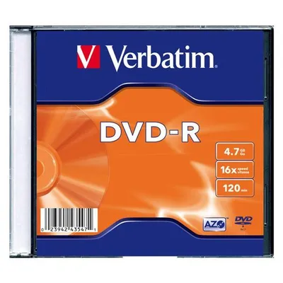 Verbatim DVD-R, Matt Silver, 43547, 4.7GB, 16x, slim box, 1 ks, bez możliwości nadruku, 12cm, do archiwizacji danych