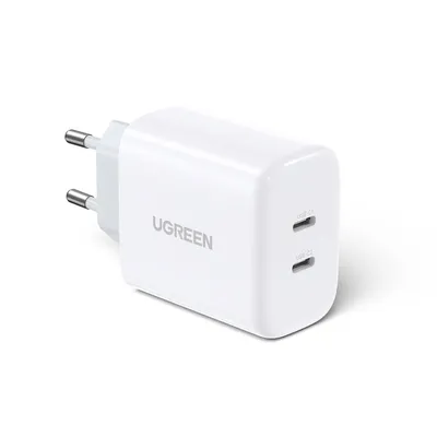 Ładowarka sieciowa UGREEN CD243, 2x USB-C, 40W (biała)